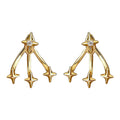 Gold Multi-Star Ear Jacket Studs Clear Center Three Dangles view 5