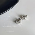 Silver Tone Irregular Concave Sculptural Huggie Hoop Earrings view 4
