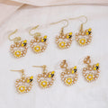 Petite Bee Flower Pearl Look Clip Stud and Hook Earrings view 2