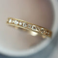 Lace-Edge Band And Three-Stone Solitaire Ring Options In Two Tones view 3