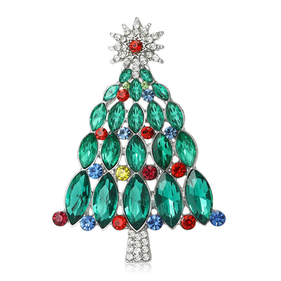 Front view of tiered Christmas tree with dangling jewel drops