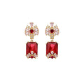 Floral Crystal Rectangle Statement Drop Earrings For Women view 5