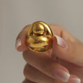 Chunky Sculptural Ball Loop Statement Ring Stainless Steel view 4