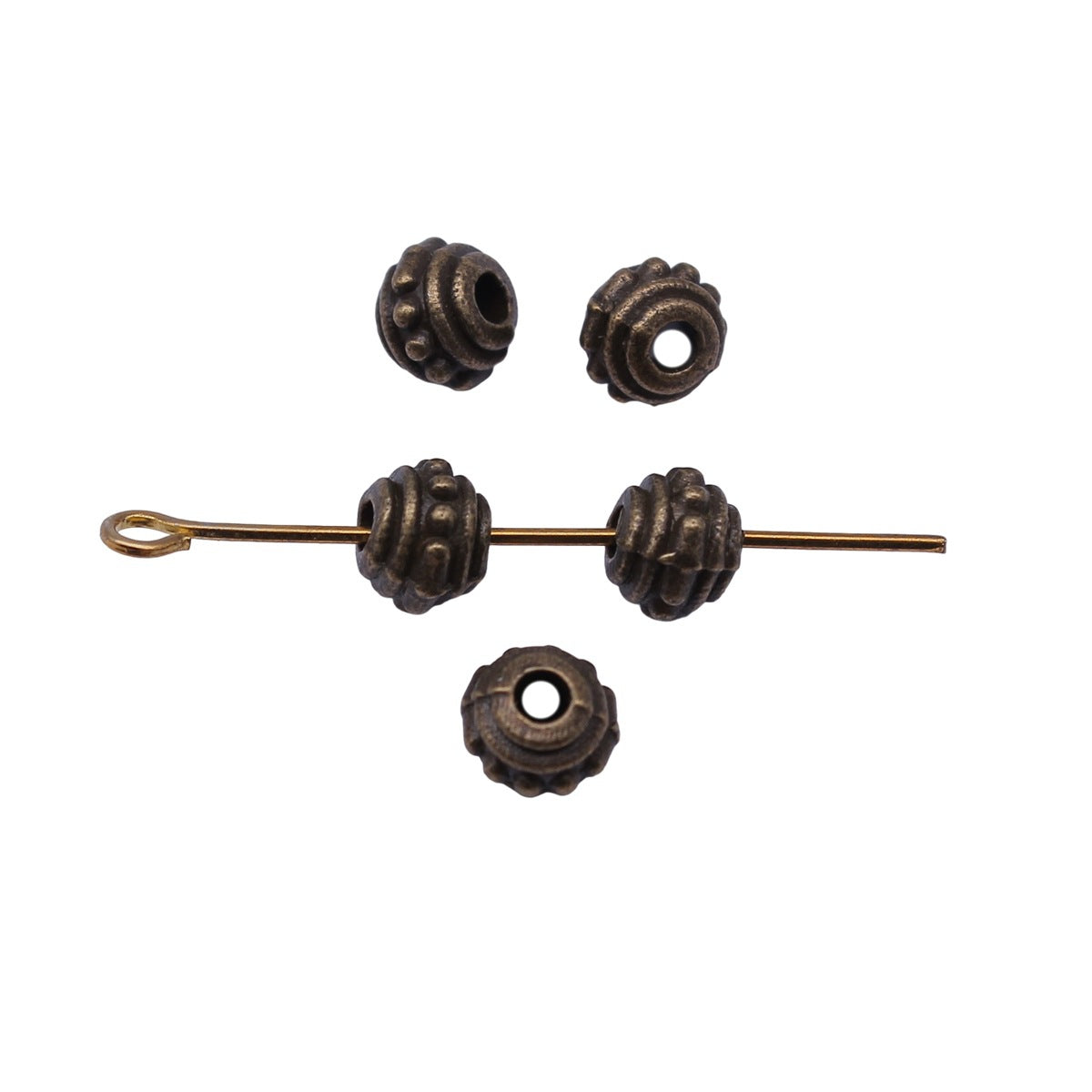 6.5x6.5x5.4mm 0.57g Antique Bronze Zinc Alloy Round Small Hole Spacer Beads for Bracelet Jewelry Making