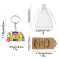 Back To School Wood Charm Metal Keychain With Organza Bag And Thank You Tag Option view 2