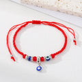 Silver Tone Blue Evil Eye Bead Red Cord Bracelets with Four Charms view 6