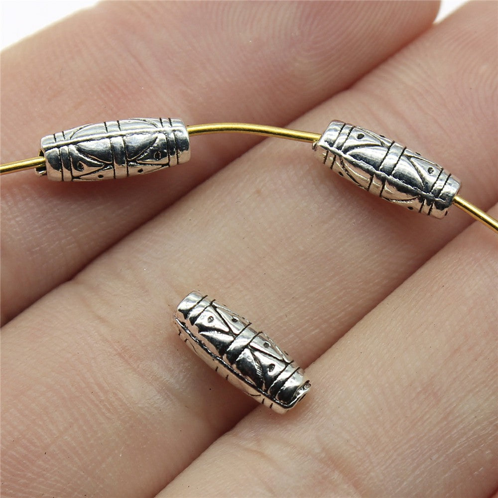 11x4x4mm 0.8g Multicolor Zinc Alloy Carved Tube Spacer Beads for Bracelet Necklace Jewelry Making