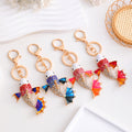 Rhinestone Enamel Koi Fish Keychain Gold Tone Metal Charm view 1