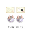 Pink Bow Purple And Clear Stone Flower Cluster Stud Earrings view 3
