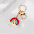 Gold Tone Macrame Rainbow Split Ring and Clip Keychains view 6