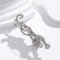 Silver Tone Tiger Crystal Metal Brooch Pin for Jackets and Lapels view 3