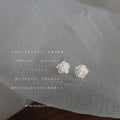 Mini Iridescent White Rose Flower Stud Earrings Pair view 2