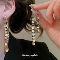 Crystal Disc Cascade Drop Earrings in Gold and Silver Tones view 4