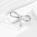 Silver Tone Crystal Bow Pearl Look Metal Brooch Pin view 4