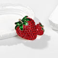 Red Green Strawberry Crystal Metal Brooch Pin 4.6 x 4 cm view 4