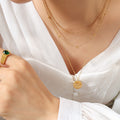 Triple Layer Good Luck Disc Pendant Necklace Three Tones view 4