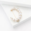 Graduated Pearl Safety Pin Brooch in Gold or Silver Tone view 3