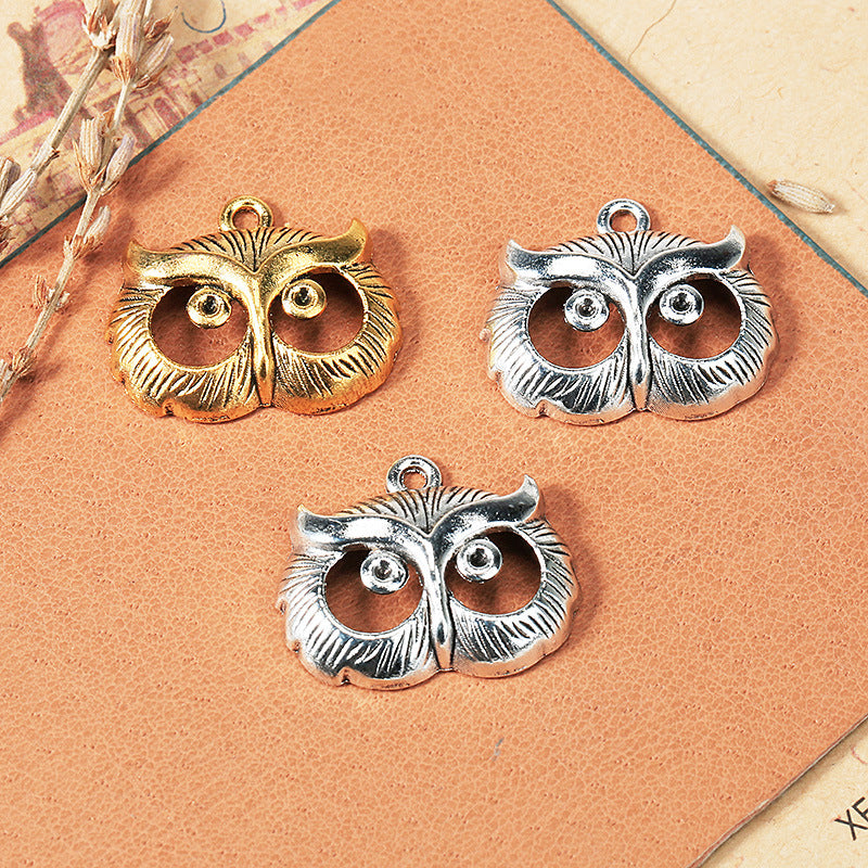 24×21mm Vintage Alloy Owl Charm Pendant for DIY Jewelry