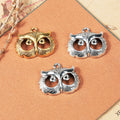 Double Owl Metal Charm with Three Antique Finishes view 1