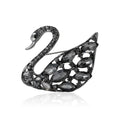Crystal Swan Brooch Pin in Blue or Black Decorative Jewelry view 1