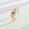 Gold Tone Blue Evil Eye Crystal Adjustable Open Ring view 1
