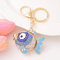 Round Rhinestone Goldfish Keychain Gold Clasp Two Colors view 4
