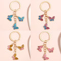Gold-Tone Butterfly Charm Keychain With Glitter-Coated Wings view 1