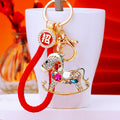 Crystal Rocking Horse Keychains with Six Fortune Cord Options view 1