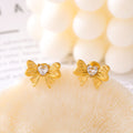 Stainless Steel Bow Stud Earrings Heart Glass Rhinestone Styles view 2