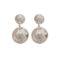 Silver Mirror Ball Crystal Drop Stud Earrings Jewelry Pair view 5