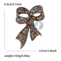 Crystal Bow and Pearl Metal Brooch in Six Finishes view 5