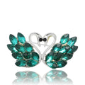Twin Swan Heart Rhinestone Brooch Crystal Wing Pin view 5