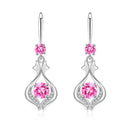 White Gold Teardrop Drop Earrings Pink Clear Blue Stone Options view 4