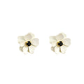Five Color Layered Flower Black Center Stud Earrings view 7