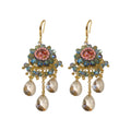 Ornate Gold Tone Crystal Chandelier Earrings in Two Colors view 5