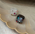 Resin Chunky Wide Band Rings Multicolor Rhinestone Accents view 2