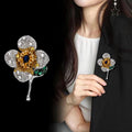 Flower Crystal Two Designs Metal Brooch Pin 4.5 x 6.4 cm view 4