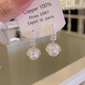 Crystal Halo Pearl Drop Earrings Decorative Jewelry Design view 4