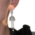 Crystal Lantern and Chain Tassel Drop Earrings for Women view 5