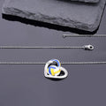 Heart Frame Volleyball Pendant Necklace Blue Yellow Enamel view 3