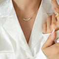 Five Faux Pearl Bar Necklace Gold Steel Thin Chain Collar Style view 4
