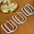 Rectangular Open Pave Hinged Hoop Earrings In Three Metal Tones view 1