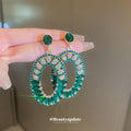 Crystal Oval Drop Earrings in Three Colorways Decorative Jewelry view 3