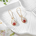 Gold Tone Small Teardrop Pressed Flower Drop Earrings in Eight Designs view 6
