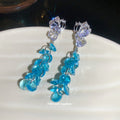 Blue Crystal Butterfly Earrings With Long Beaded Drops view 2
