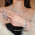 Purple Square Halo Crystal Necklace Bracelet And Earrings view 2