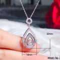 Silver Teardrop Double Halo Clear Pendant Necklace view 5