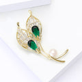 Green Calla Lily Dual Crystal Brooch with Pearl Accent view 4