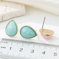 Gold Tone Opal Effect Teardrop Stud Earrings in Five Colors view 5