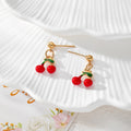 Enamel Fruit Stud Earrings Gold Posts Strawberry 14 Styles view 4